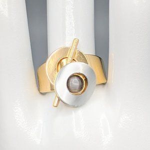 Christophe Poly Gold Silver Tones Stone Ring 7.5